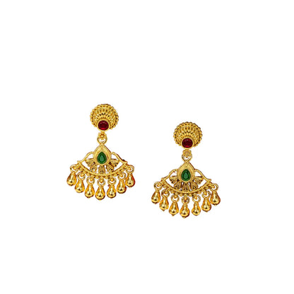 Antique Gold Plated Temple Bali with Pink Stones R-2162