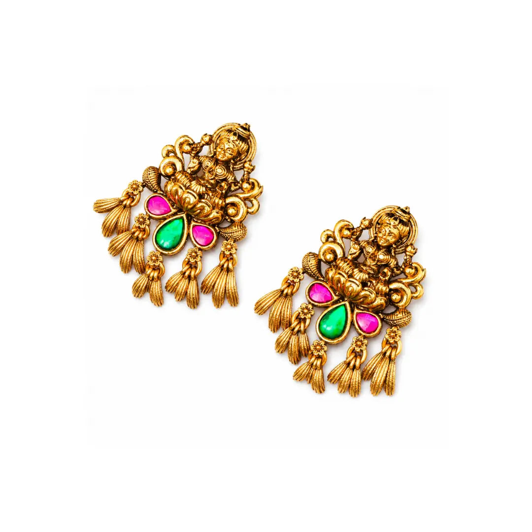 Divine Laxmi Antique Gold-Plated Bali  V-1654