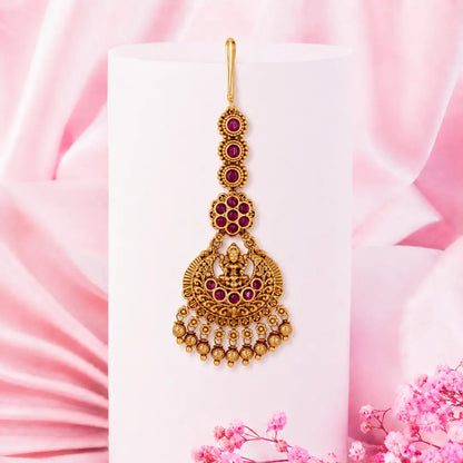 Handcrafted Lakshmi Temple Maang Tikka T-4