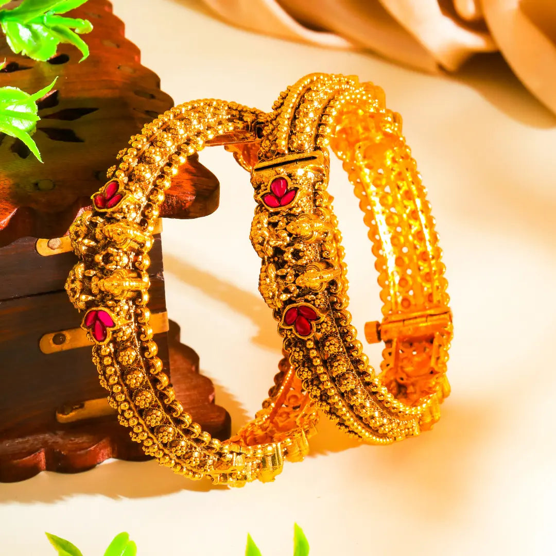 Vaidehi Valaya Kada Bangle | Gold-Plated Sita Sacred Temple Bangle J-272