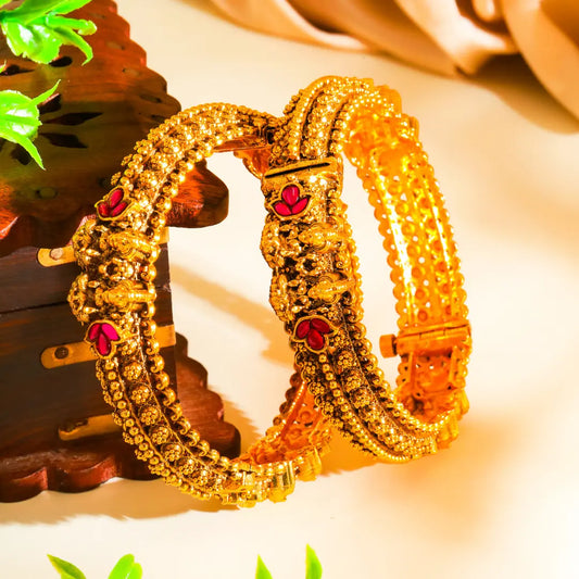 Vaidehi Valaya Kada Bangle | Gold-Plated Sita Sacred Temple Bangle J-272