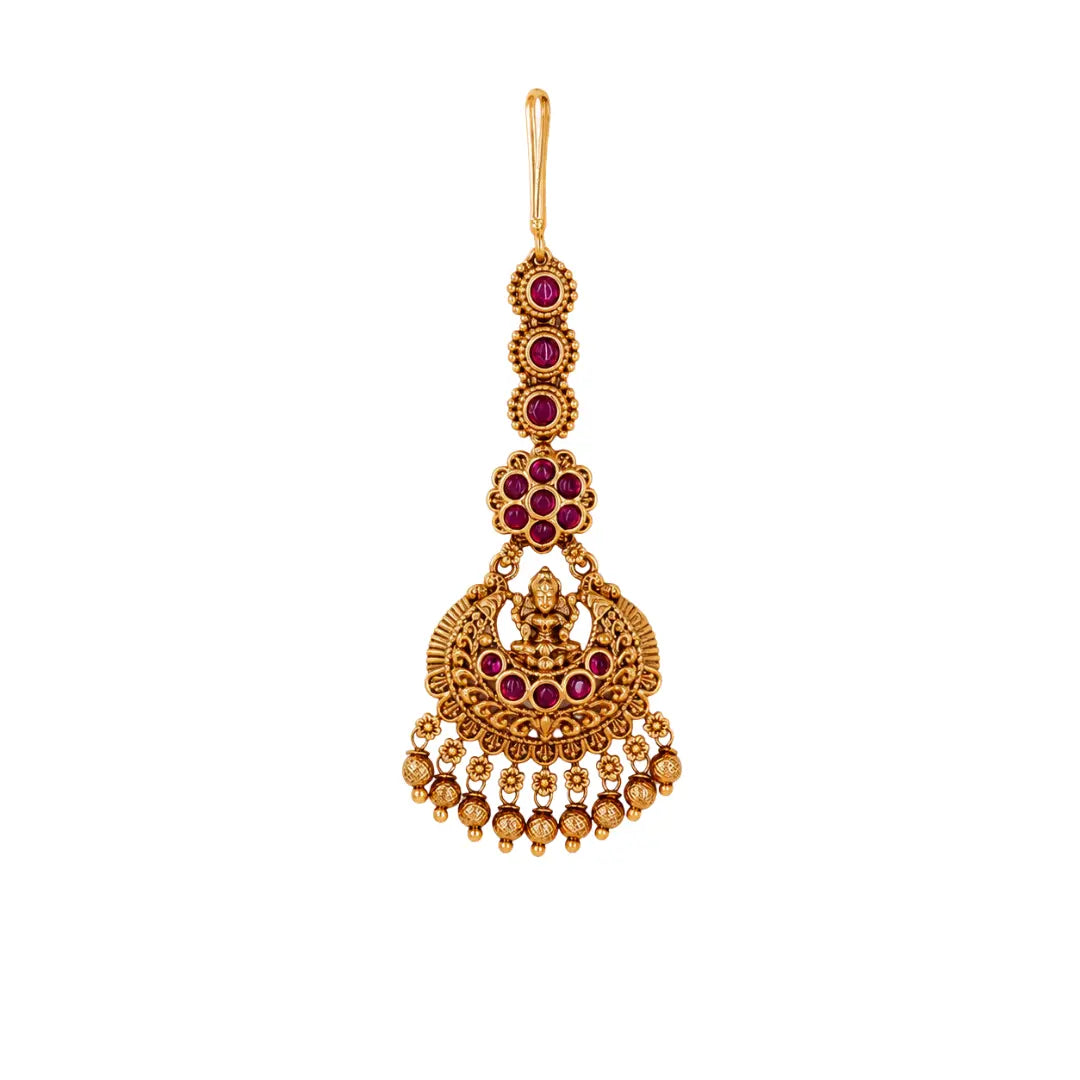 Handcrafted Lakshmi Temple Maang Tikka T-4