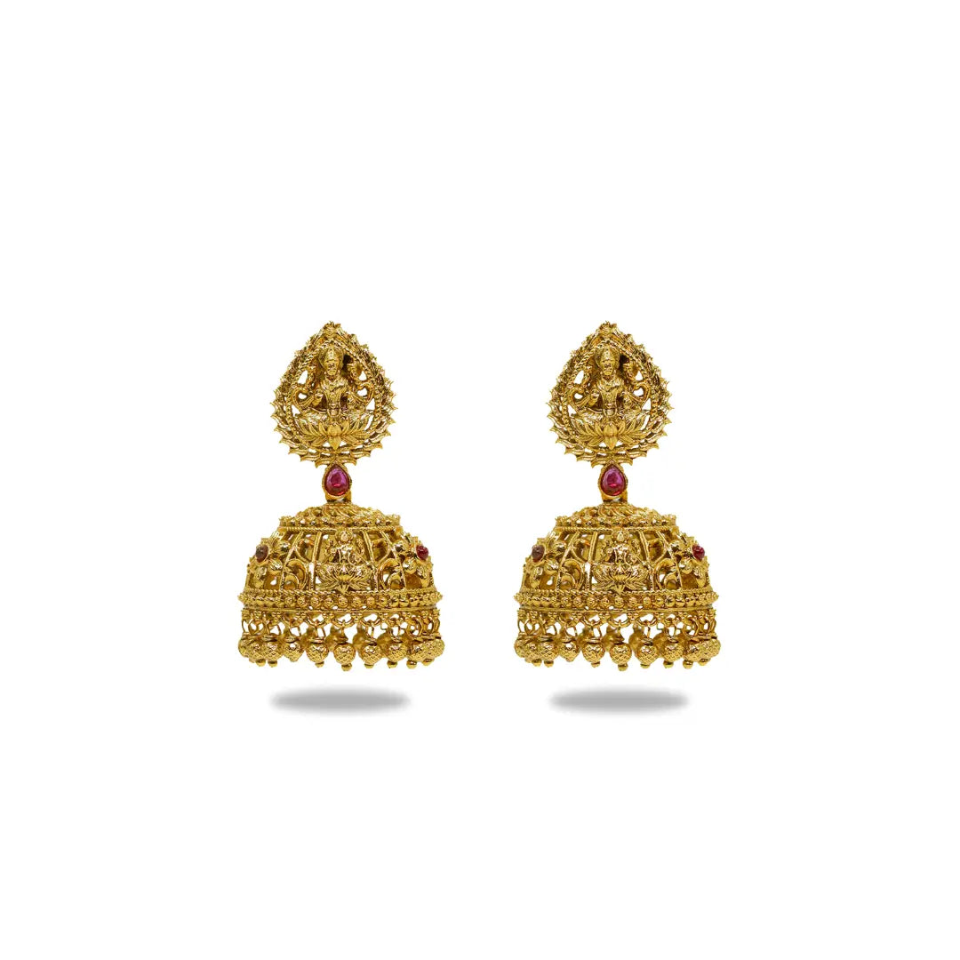 Traditional Temple Jhumka with Laxmi Motif