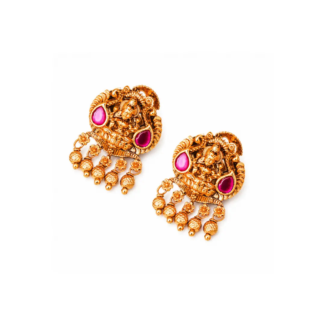 Antique Laxmi Gold-Plated Bali J-322