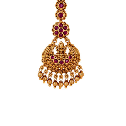 Handcrafted Lakshmi Temple Maang Tikka T-4