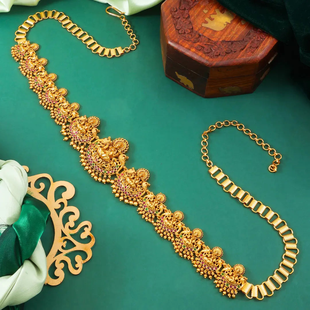 Antique Gold-Plated Laxmi Temple Kamarbandh