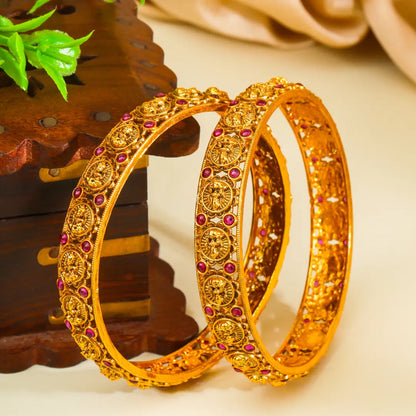 Ganga Taranga Kada Bangle | Gold-Plated Sacred River Wave Bangle V-2482