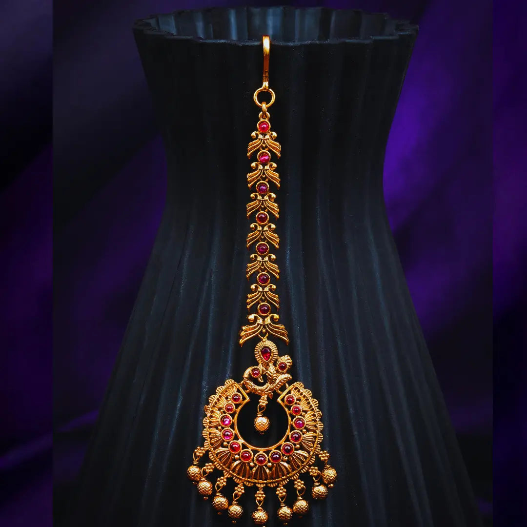 Antique Gold-Plated Maang Tikka T-20