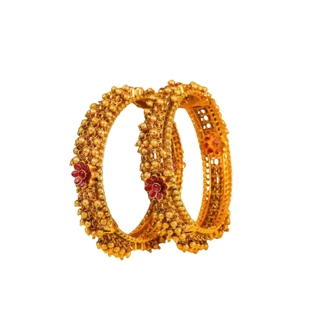 Shankha Valaya Kada Bangle | Gold-Plated Sacred Conch Temple Bangle V-2480