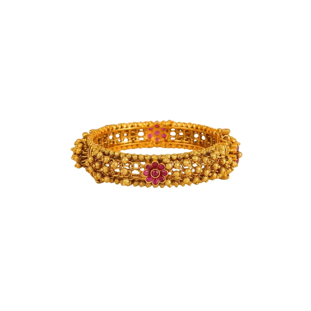 Shankha Valaya Kada Bangle | Gold-Plated Sacred Conch Temple Bangle V-2480