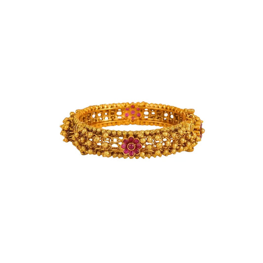 Shankha Valaya Kada Bangle | Gold-Plated Sacred Conch Temple Bangle V-2480