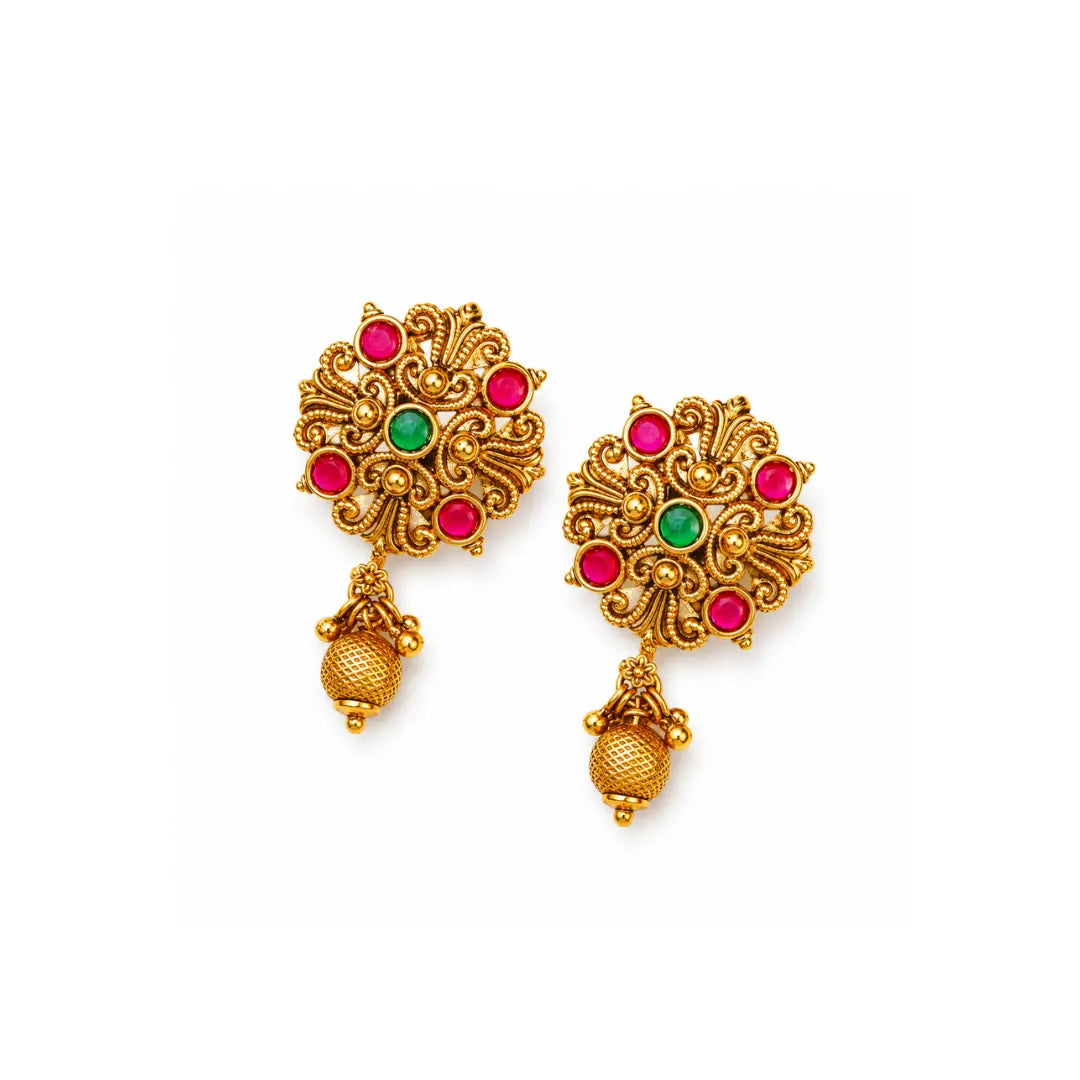 Antique Flower Gold-Plated Bali J-327