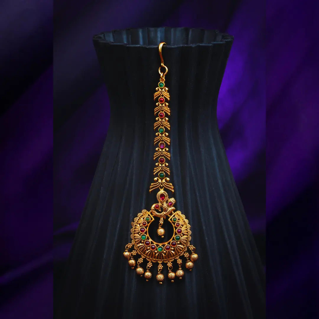 Antique Gold-Plated Maang Tikka T-20