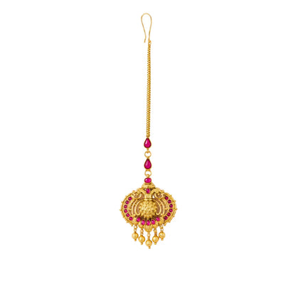 Gandaberunda Antique Finish Gold-Plated Maang Tikka T-59