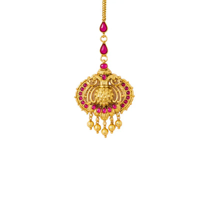 Gandaberunda Antique Finish Gold-Plated Maang Tikka T-59
