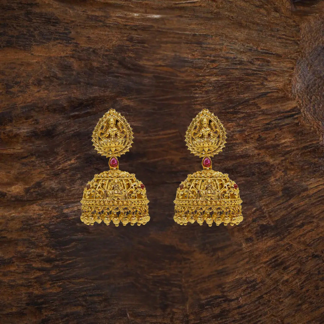 Traditional Temple Jhumka with Laxmi Motif