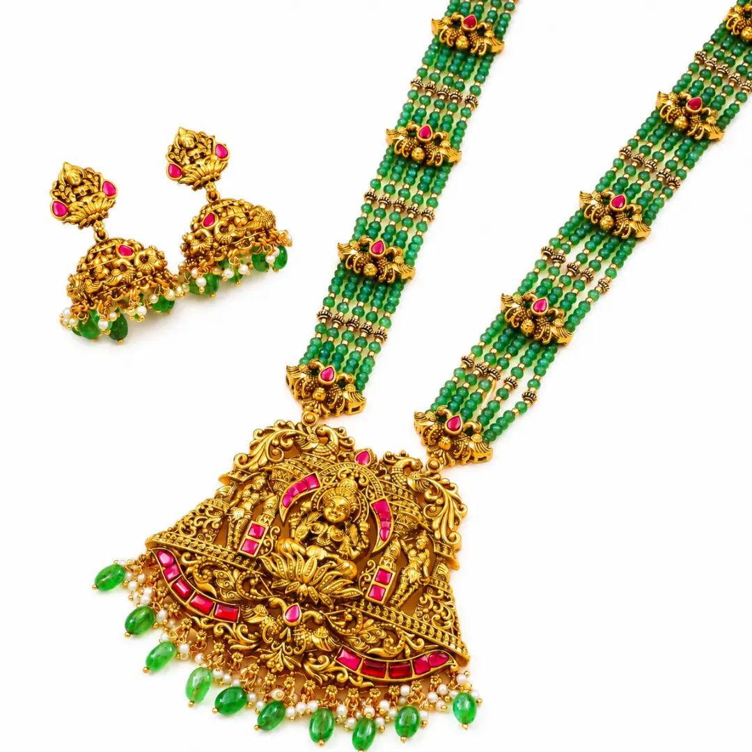 Laxmi Design Temple Jewellery Pendant Set | Traditional Gold Look J-1369