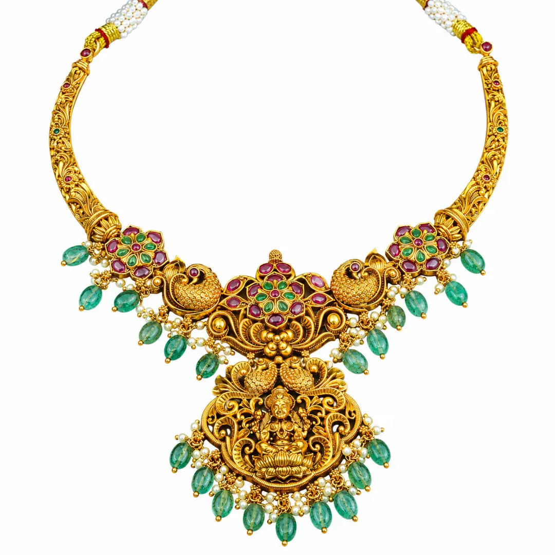 Gold Plated Lakshmi Temple Necklace Set  k-1070