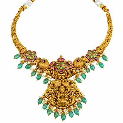 Gold Plated Lakshmi Temple Necklace Set  k-1070