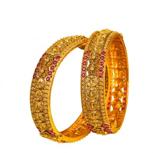 Hema Kankini Kada Bangle | Gold-Plated Golden Temple Bridal Bangle V-2570
