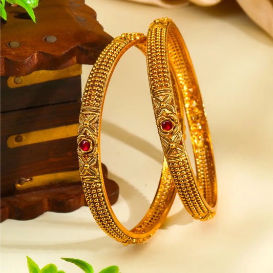 Shakti Alankara Valayal Paired Bangle | Gold-Plated Cosmic Power Adornment Bangle