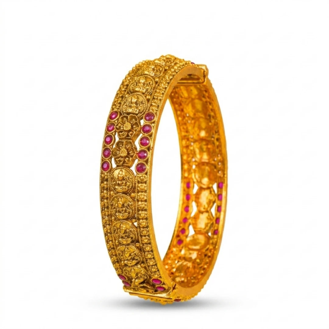 Hema Kankini Kada Bangle | Gold-Plated Golden Temple Bridal Bangle V-2570