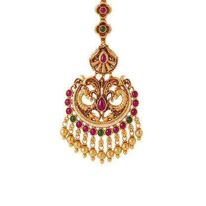 Antique Peacock Temple Maang Tikka T-2