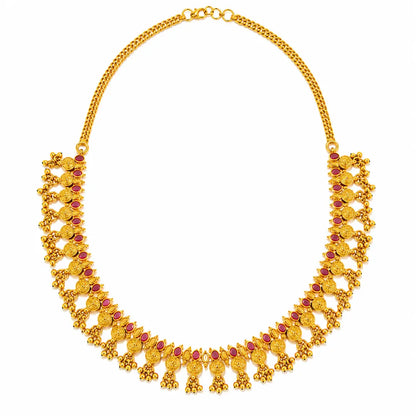 Naksha Haaram Short Necklace Set | Gold-Plated Temple Jewellery K-1855