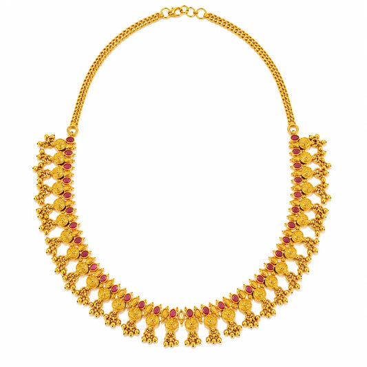 Naksha Haaram Short Necklace Set | Gold-Plated Temple Jewellery