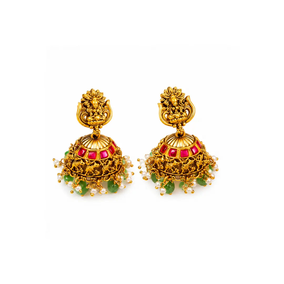 South Indian Temple Jewellery Pendant Set with Laxmi Motif J-1371