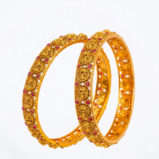 Ganga Taranga Kada Bangle | Gold-Plated Sacred River Wave Bangle V-2482