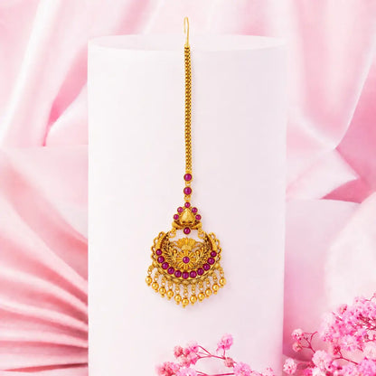 Bridal Temple Maang Tikka with Floral Motif R-1620