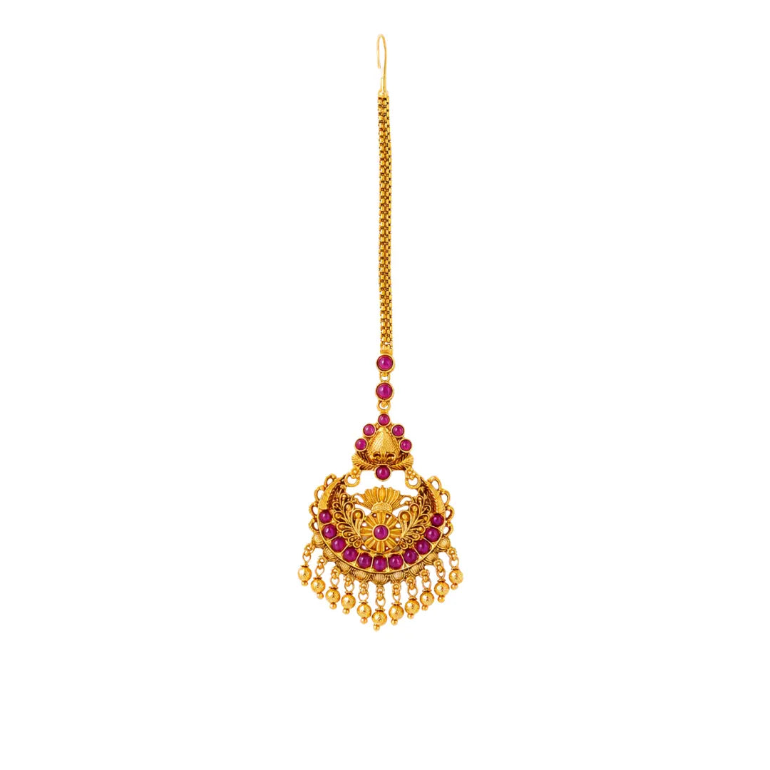 Bridal Temple Maang Tikka with Floral Motif R-1620