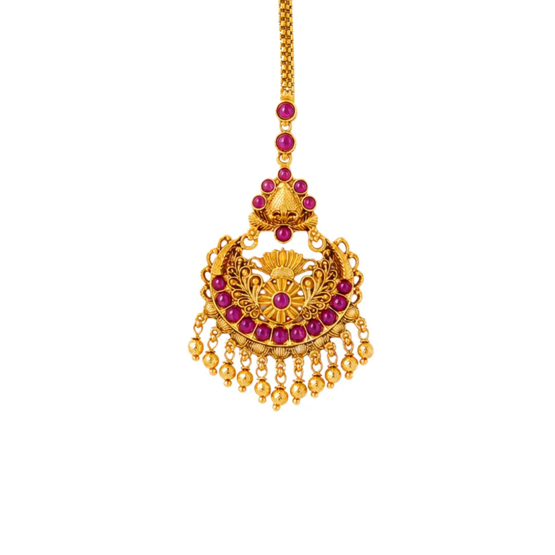 Bridal Temple Maang Tikka with Floral Motif R-1620