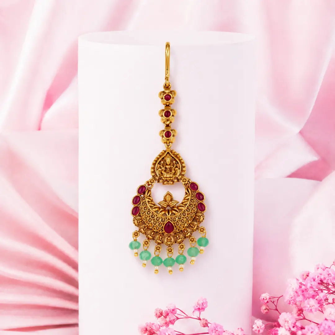 Auspicious Maa Lakshmi Antique Finish Maang Tikka T-10