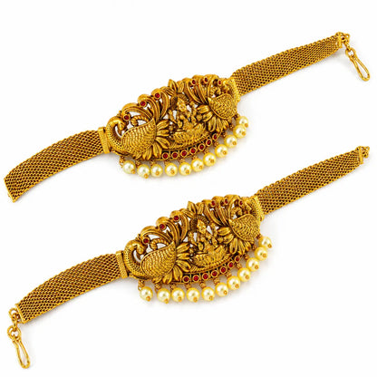 South Indian Temple Jewellery Baju Band | Bridal Gold Plated Armlet V-1690