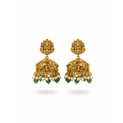 Heritage Temple Jewellery Short Necklace Set with Laxmi Design | Bridal Gold Look J-1243