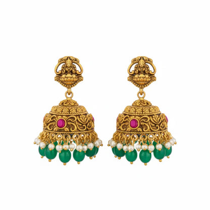 Minimal Bridal Temple Jewellery Short Necklace Set – Laxmi Motif J-1240