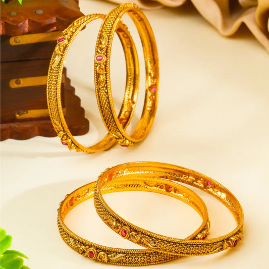 Shruti Lahari Paired Bangle | Gold-Plated Sacred Music Wave Bangle Set