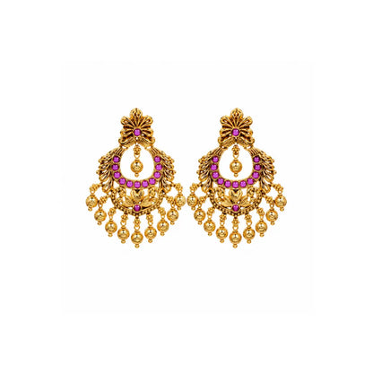 Antique Chandbali with Ruby & Green Beads – R-1057