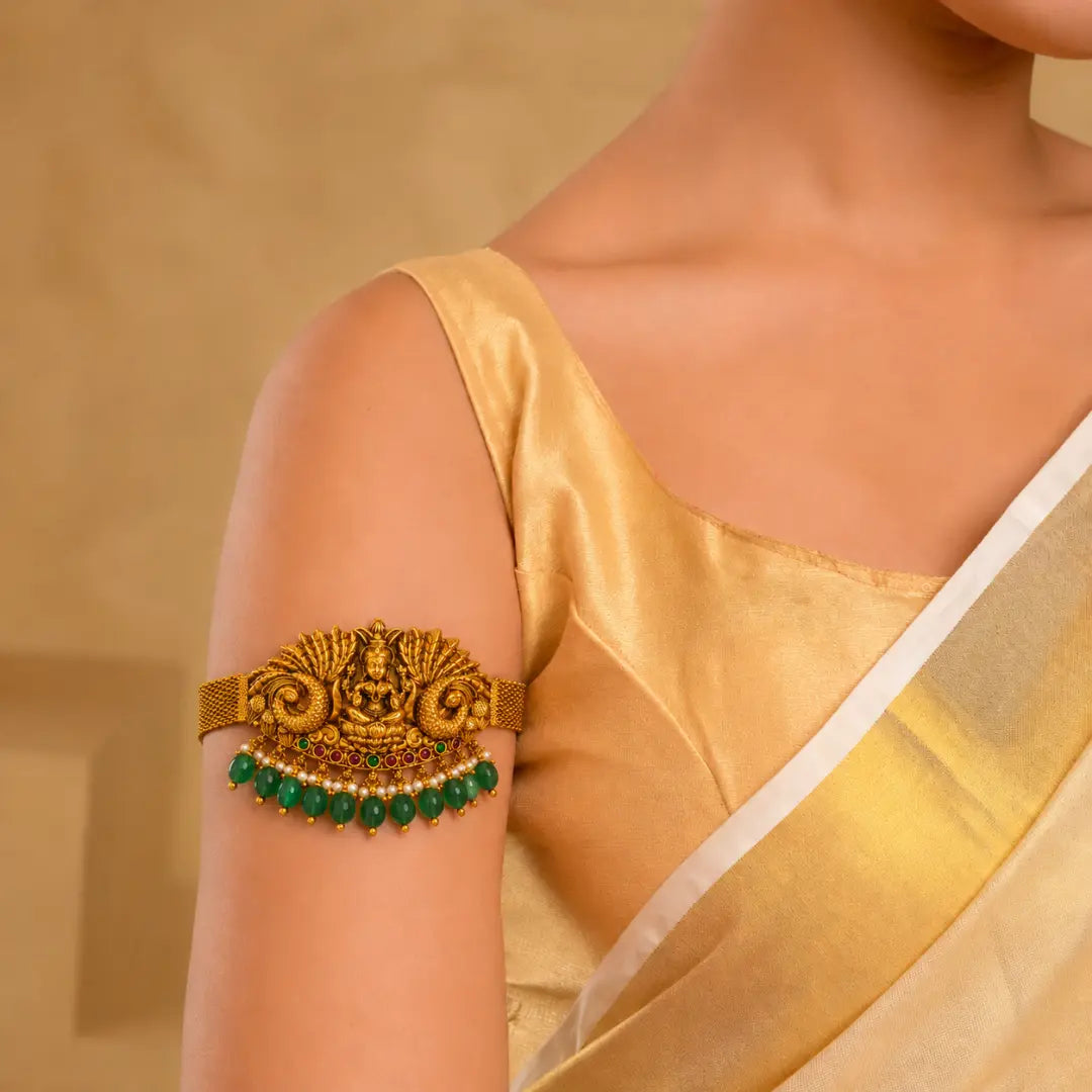 Traditional Temple Jewellery Baju Band for Brides | Gold Look Armlet V-1692