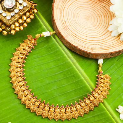 Lakshmi Coin Temple Jewellery Short Necklace Set