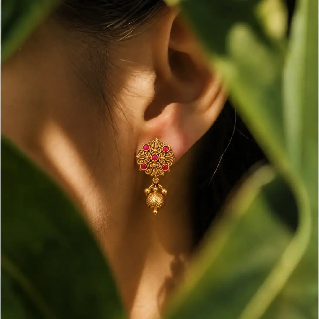 Antique Flower Gold-Plated Bali J-327