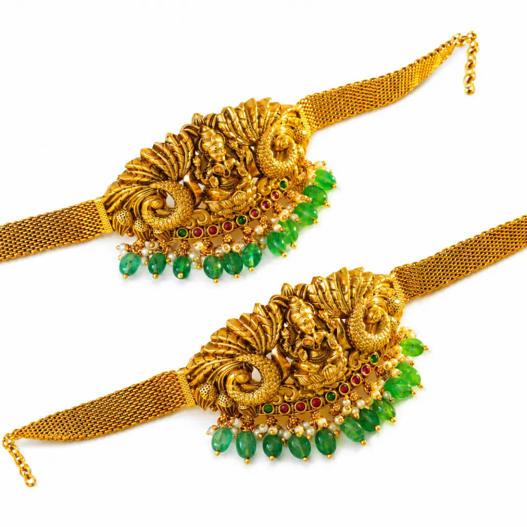 Traditional Temple Jewellery Baju Band for Brides | Gold Look Armlet V-1692