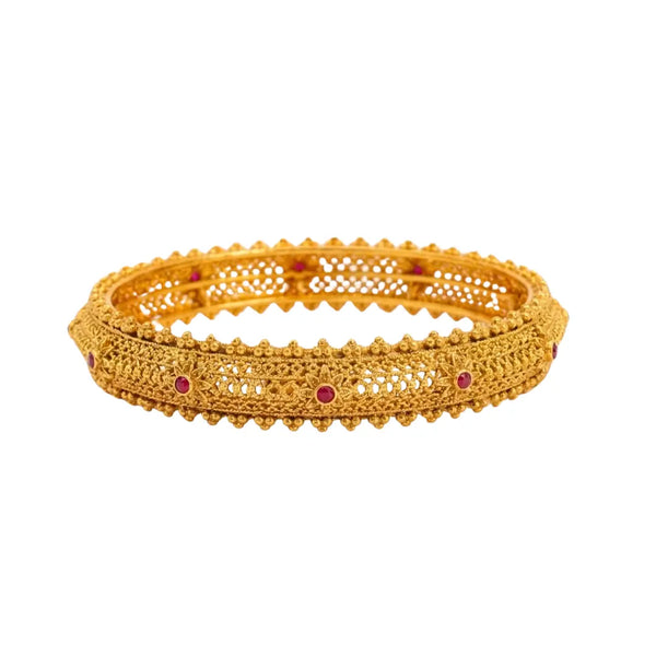 Padma Kankana Kada Bangle | Gold-Plated Lotus Temple Bridal Bangle V-2248