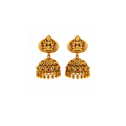 Minimalist Temple Pendant Set – Gold-Plated Ruby Charm