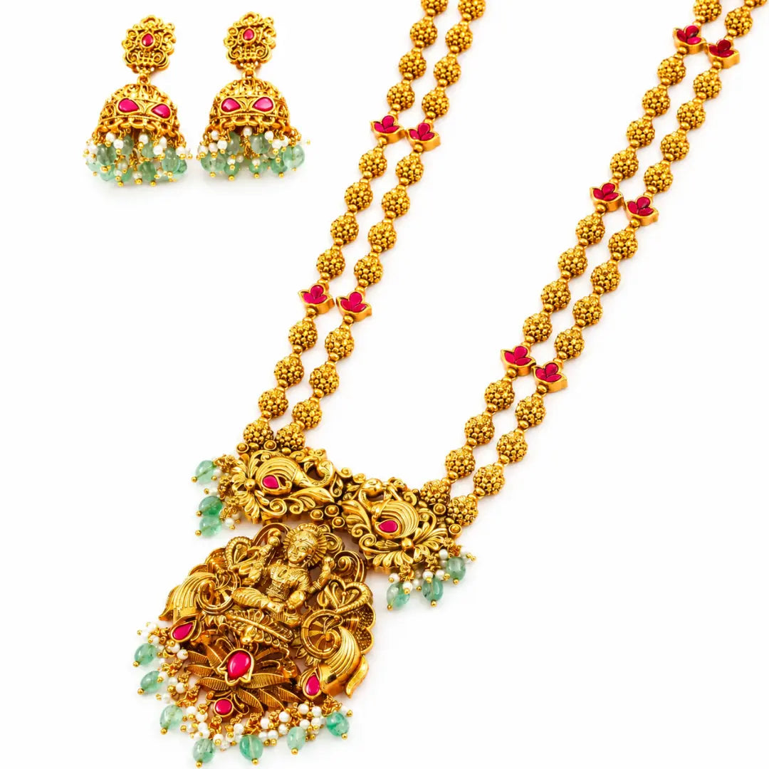 Lakshmi Temple Long Necklace Set J-75