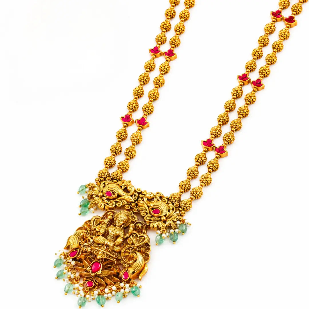Lakshmi Temple Long Necklace Set J-75