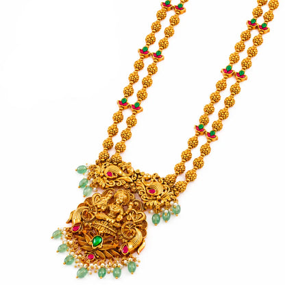 Lakshmi Temple Long Necklace Set J-75