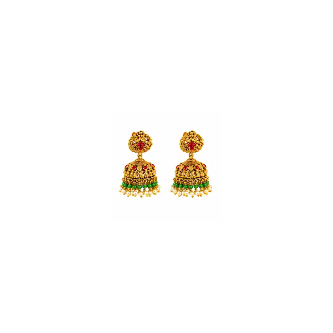 Muthu Pachi Swarna Haar Combo Necklace Set | Gold-Plated Temple J-836N